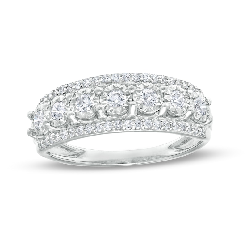 0.50 CT. T.W. Diamond Triple-Row Anniversary Band in 10K White Gold|Peoples Jewellers