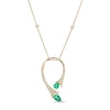 Thumbnail Image 1 of Pear-Shaped Emerald and 0.14 CT. T.W. Diamond Floral Loop Station Pendant in 10K Gold