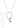 Thumbnail Image 3 of Pear-Shaped Emerald and 0.14 CT. T.W. Diamond Floral Loop Station Pendant in 10K Gold