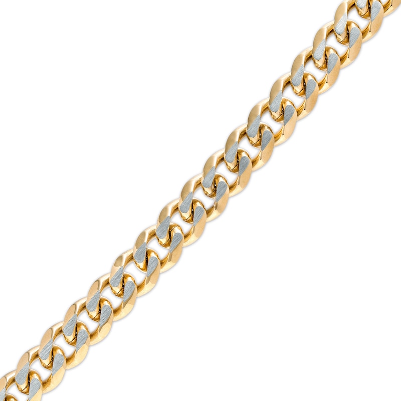 Men's 10.5mm Curb Chain Bracelet in Stainless Steel and Yellow Ion-Plate – 9"|Peoples Jewellers