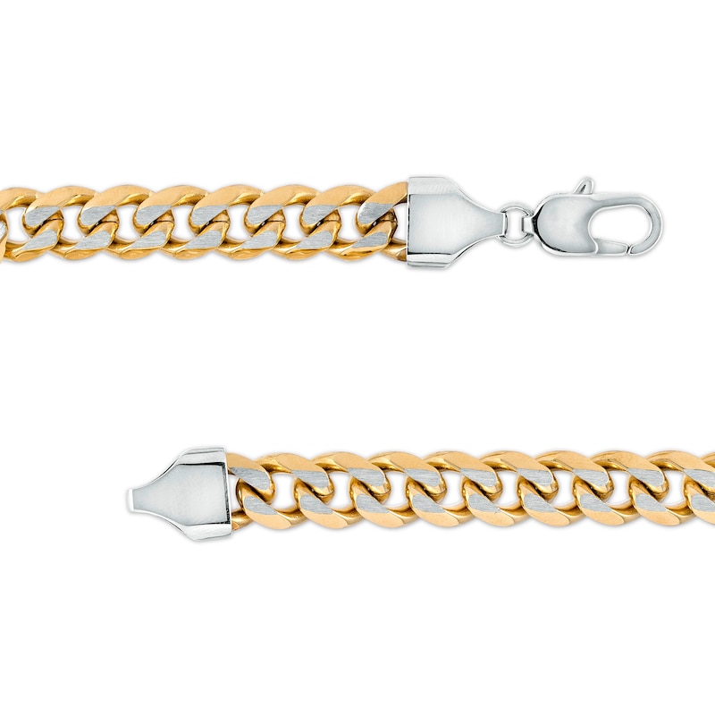 Main Image 3 of Men's 10.5mm Curb Chain Bracelet in Stainless Steel and Yellow Ion-Plate – 9"