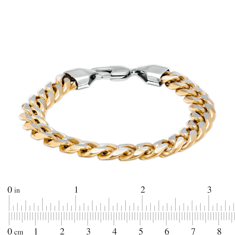 Main Image 4 of Men's 10.5mm Curb Chain Bracelet in Stainless Steel and Yellow Ion-Plate – 9"