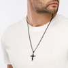 Thumbnail Image 2 of Men's 0.088 CT. T.W. Diamond Round Barrel-Ends Textured Cross Pendant in Stainless Steel and Black Ion-Plate – 24"