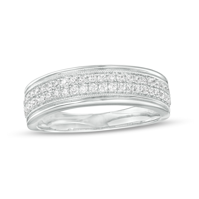 Men's 0.50 CT. T.W. Diamond Double Row Band in 10K White Gold|Peoples Jewellers