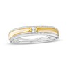 Thumbnail Image 0 of 0.04 CT. Princess-Cut Diamond Solitaire Beaded Edge Band in 10K Two-Tone Gold