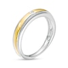 Thumbnail Image 2 of 0.04 CT. Princess-Cut Diamond Solitaire Beaded Edge Band in 10K Two-Tone Gold
