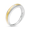 Thumbnail Image 1 of 0.04 CT. Princess-Cut Diamond Solitaire Beaded Edge Band in 10K Two-Tone Gold