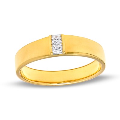 Men's 0.18 CT. T.W. Square-Cut Diamond Two Stone Wedding Band in 10K Gold