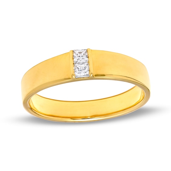 Men's 0.18 CT. T.W. Square-Cut Diamond Two Stone Wedding Band in 10K Gold