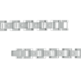 Men's 0.086 CT. T.W. Diamond Multi-Finish Curved Slope Triple Row Link Chain Bracelet in Stainless Steel – 8.8"
