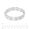 Thumbnail Image 4 of Men's 0.086 CT. T.W. Diamond Multi-Finish Curved Slope Triple Row Link Chain Bracelet in Stainless Steel – 8.8"