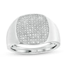 Thumbnail Image 0 of Men's 0.20 CT. T.W. Cushion-Shaped Multi-Diamond Ring in Sterling Silver