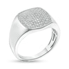 Thumbnail Image 2 of Men's 0.20 CT. T.W. Cushion-Shaped Multi-Diamond Ring in Sterling Silver