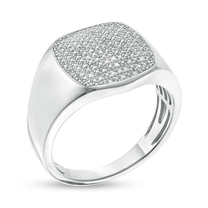 Men's 0.20 CT. T.W. Cushion-Shaped Multi-Diamond Ring in Sterling Silver