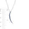 Blue Sapphire and Diamond Accent Graduated Curved Bar Necklace in 10K White Gold