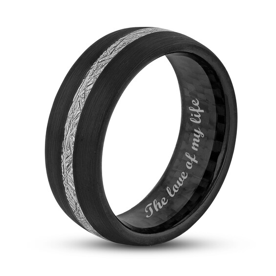 Men's 8.0mm Wedding Band in Tantalum with Black-Ion Plate and Carbon Fibre Inlay (1 Line)