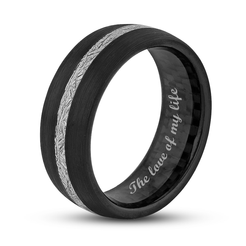 Men's 8.0mm Wedding Band in Tantalum with Black-Ion Plate and Carbon Fibre Inlay (1 Line)|Peoples Jewellers