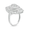 Thumbnail Image 1 of 1.50 CT. T.W. Oval Multi-Diamond Layered Fan Ring in 10K White Gold