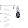 Pear-Shaped Blue Sapphire and Diamond Accent Swirl Ribbon Stud Earrings in 10K White Gold
