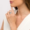 Thumbnail Image 2 of Oval London and Sky Blue Topaz with Diamond Accent Petal Frame Flower Ring in Sterling Silver