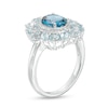 Thumbnail Image 2 of Oval London and Sky Blue Topaz with Diamond Accent Petal Frame Flower Ring in Sterling Silver