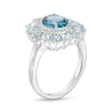 Thumbnail Image 3 of Oval London and Sky Blue Topaz with Diamond Accent Petal Frame Flower Ring in Sterling Silver