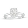 Thumbnail Image 0 of 1.25 CT. T.W. Certified Emerald-Cut Lab-Created Diamond Solitaire Frame Engagement Ring in 14K White Gold (F/SI2)