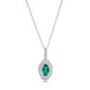 Thumbnail Image 0 of Marquise Lab-Created Emerald and White Lab-Created Sapphire Bypass Double Frame Drop Pendant in Sterling Silver - 20"