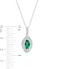 Marquise Lab-Created Emerald and White Lab-Created Sapphire Bypass Double Frame Drop Pendant in Sterling Silver - 20"