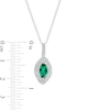 Thumbnail Image 2 of Marquise Lab-Created Emerald and White Lab-Created Sapphire Bypass Double Frame Drop Pendant in Sterling Silver - 20"