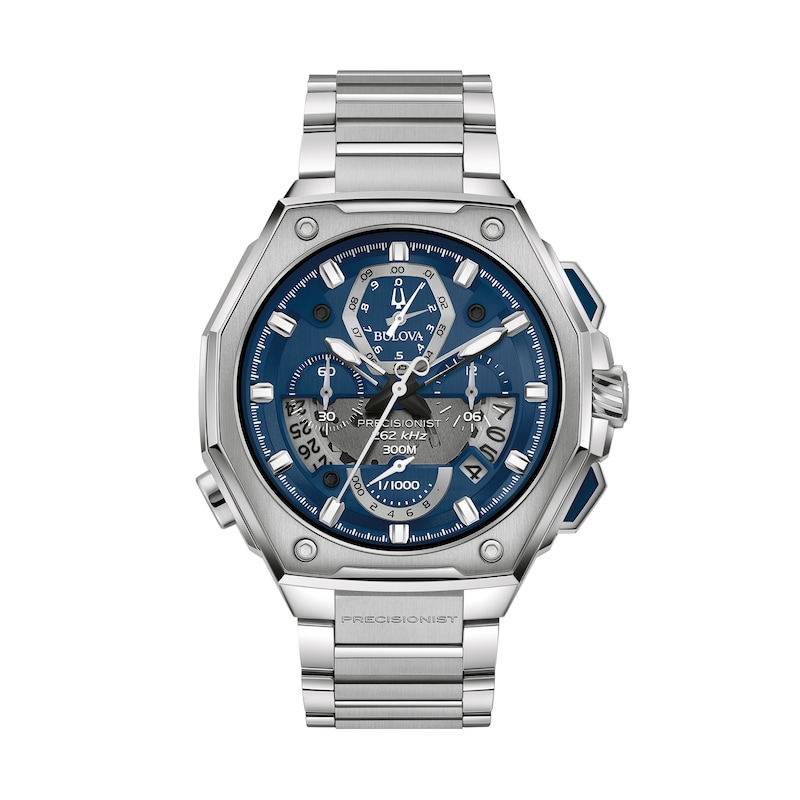 Men's Bulova Precisionist Chronograph Watch with Blue Dial (Model: 96B349)
