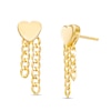 Thumbnail Image 1 of Heart Double Curb Chain Drop Earrings in Solid 10K Gold