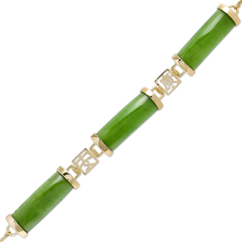 Jade Chinese "Health" Station Adjustable Bracelet in 14K Gold - 9.0"|Peoples Jewellers