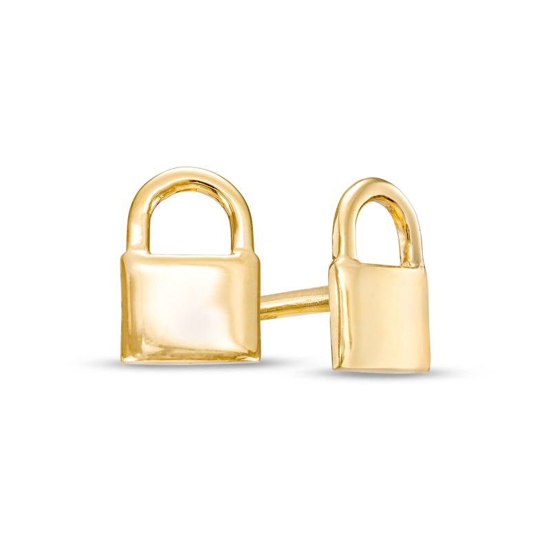 Padlock Stud Earrings in 10K Gold|Peoples Jewellers