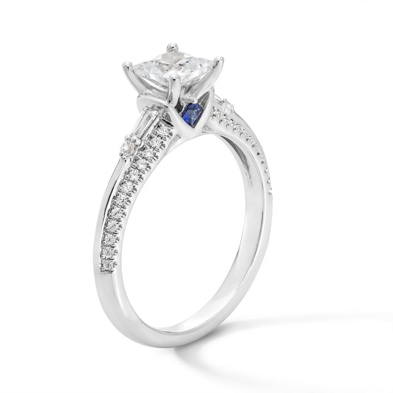 Vera Wang Love Collection 0.95 CT. T.W. Princess-Cut Diamond Double Row Engagement Ring in 14K White Gold (I/SI2)