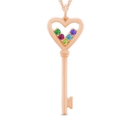Gemstone Heart-Top Key Pendant (1-5 Stones)