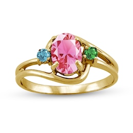 Oval Gemstone Swirl Bypass Ring (3 Stones)