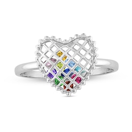Gemstone Heart-Shaped Cage Ring (1-10 Stones)