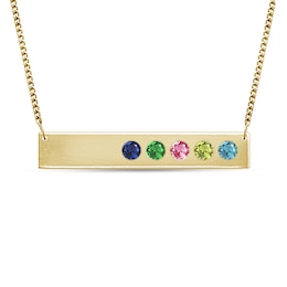 Offset Gemstone Bar Necklace (1-5 Stones)