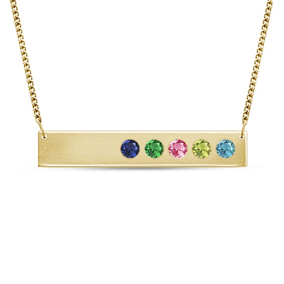 Offset Gemstone Bar Necklace (1-5 Stones)