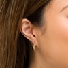 10.0mm Rope-Textured Double Row Oval J-Hoop Earrings in 14K Gold