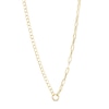 Thumbnail Image 1 of Paper Clip Link and Curb Chain Half-and-Half Necklace in Hollow 14K Gold