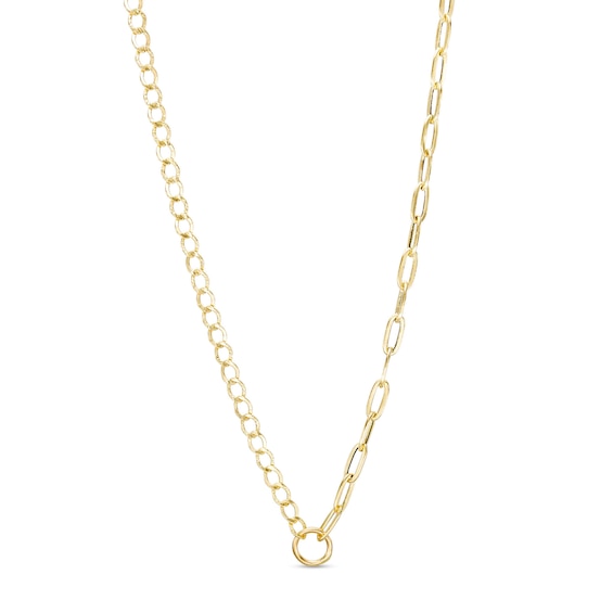 Italian Gold Hollow Paperclip Link and Curb Chain Half-and-Half