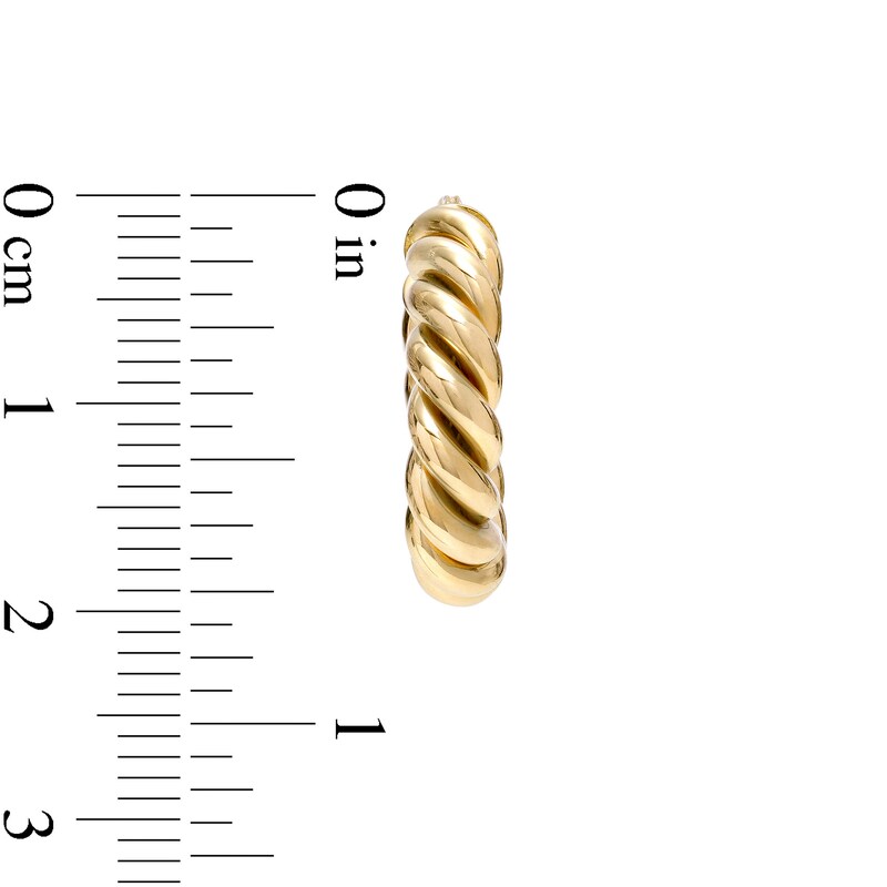 10.0mm Rope-Textured Tube Huggie Hoop Earrings in 14K Gold