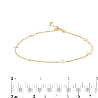 Sideways Mini Cross Station Anklet in 10K Gold – 10"