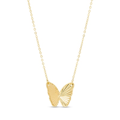 Diamond-Cut Butterfly Necklace in 10K Gold