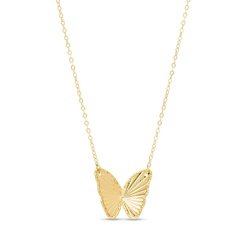 Diamond-Cut Butterfly Necklace in 10K Gold