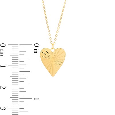 Diamond-Cut and Polished Reversible Heart Disc Pendant in 10K Gold