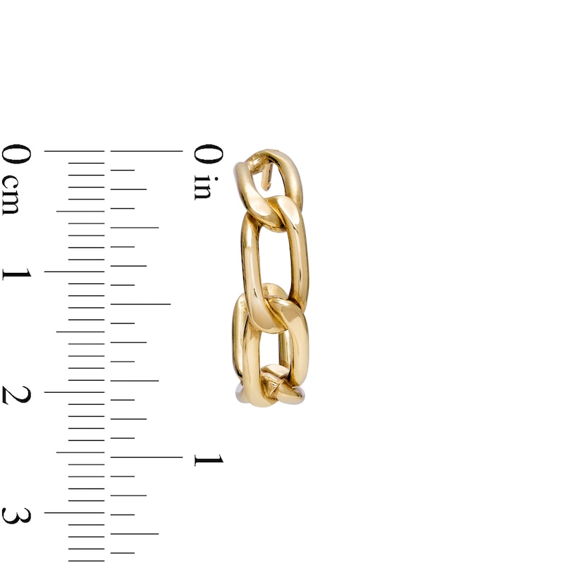 19.0mm Flat Curb Chain Link J-Hoop Earrings in 14K Gold