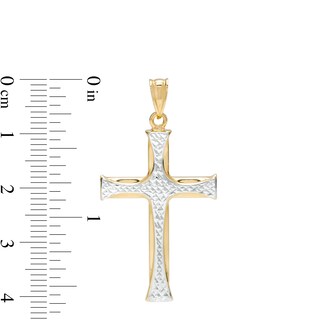 Diamond-Cut Flared-Ends Layered Cross Necklace Charm in 10K Gold